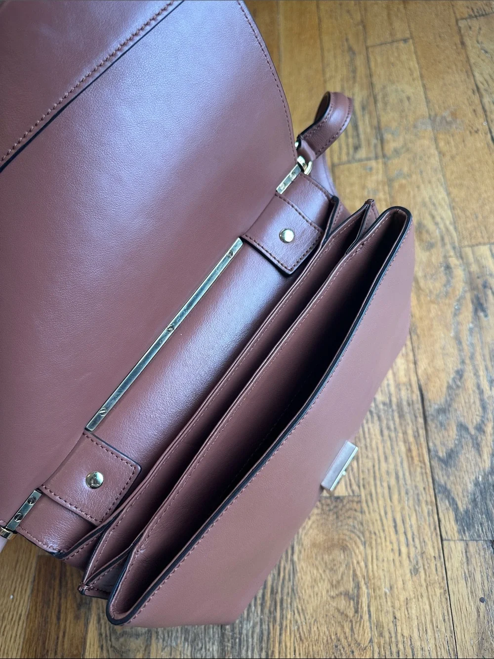 Bruno Magli Mauve-Brown Leather Top-Handle Satchel